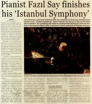 Pianist Fazil Say finishes his 'Istanbul Symphony' ISTANBUL 