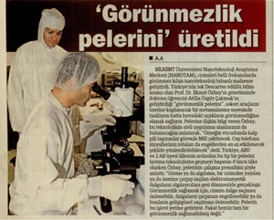 'Görünmezlik Pelerini' Üretildi