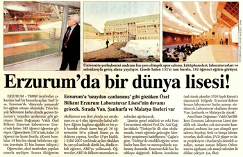 Erzurum'da Bir Dünya Lisesi! 