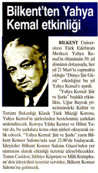 bilkent'ten yahya kemal etkinlii